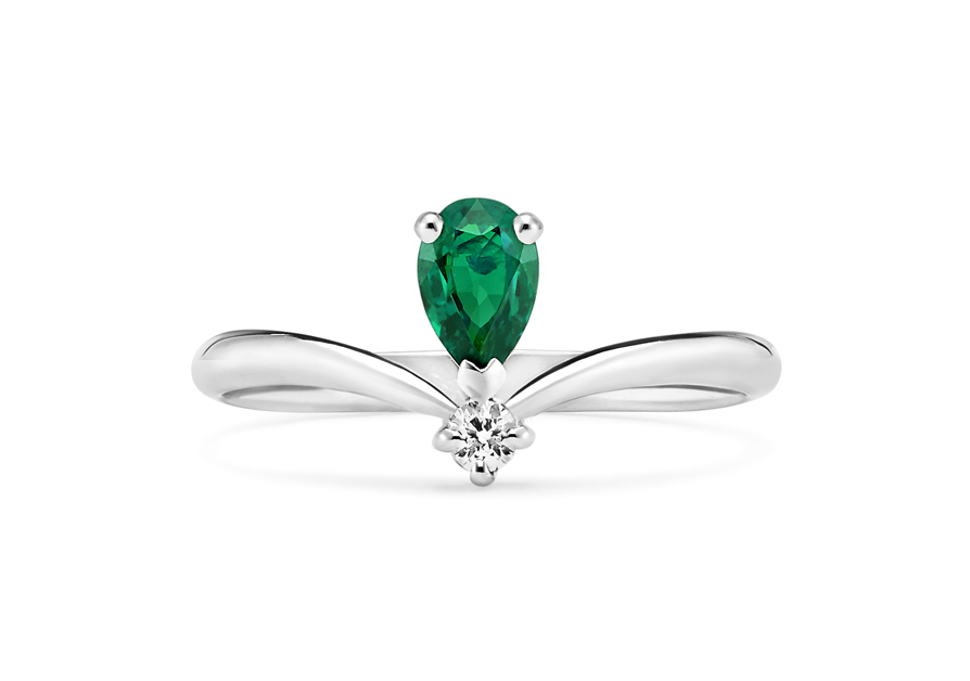 Bague de fiançailles solitaire avec émeraude