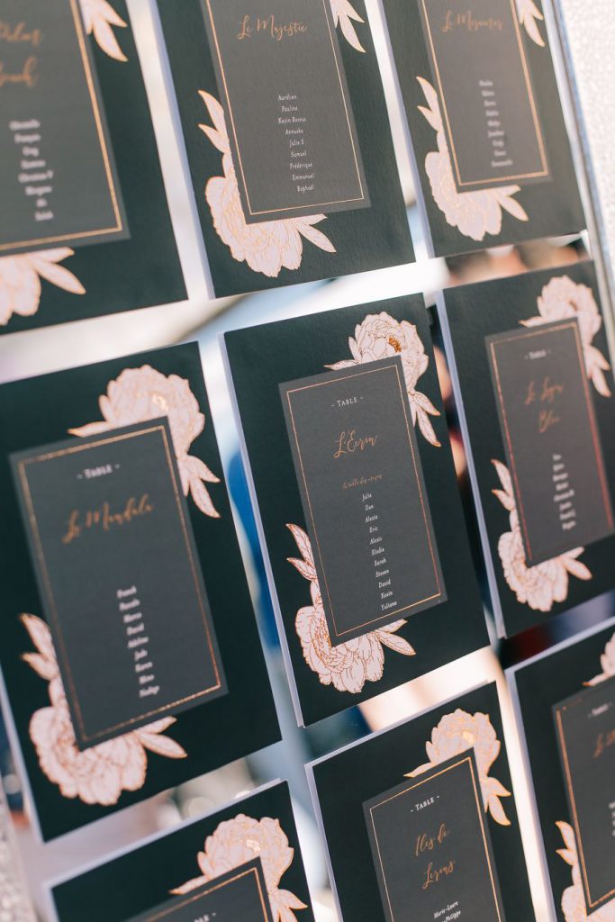 Plan de table pour la réception de mariage