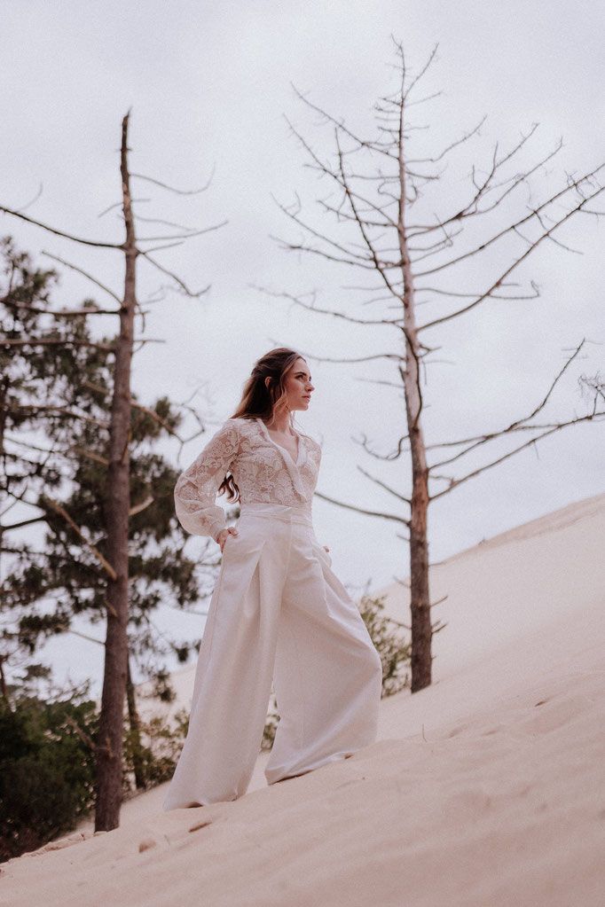 Pantalon large de mariée
