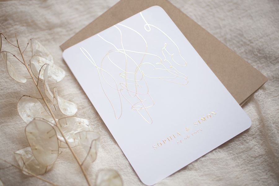 Faire-part de mariage avec ligne dorée