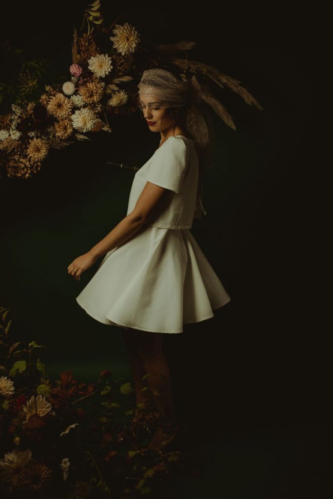 Robe de mariée courte Atelier Gasparine pour le mariage civil