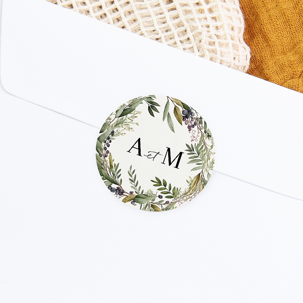 Autocollant feuillage pour papeterie mariage